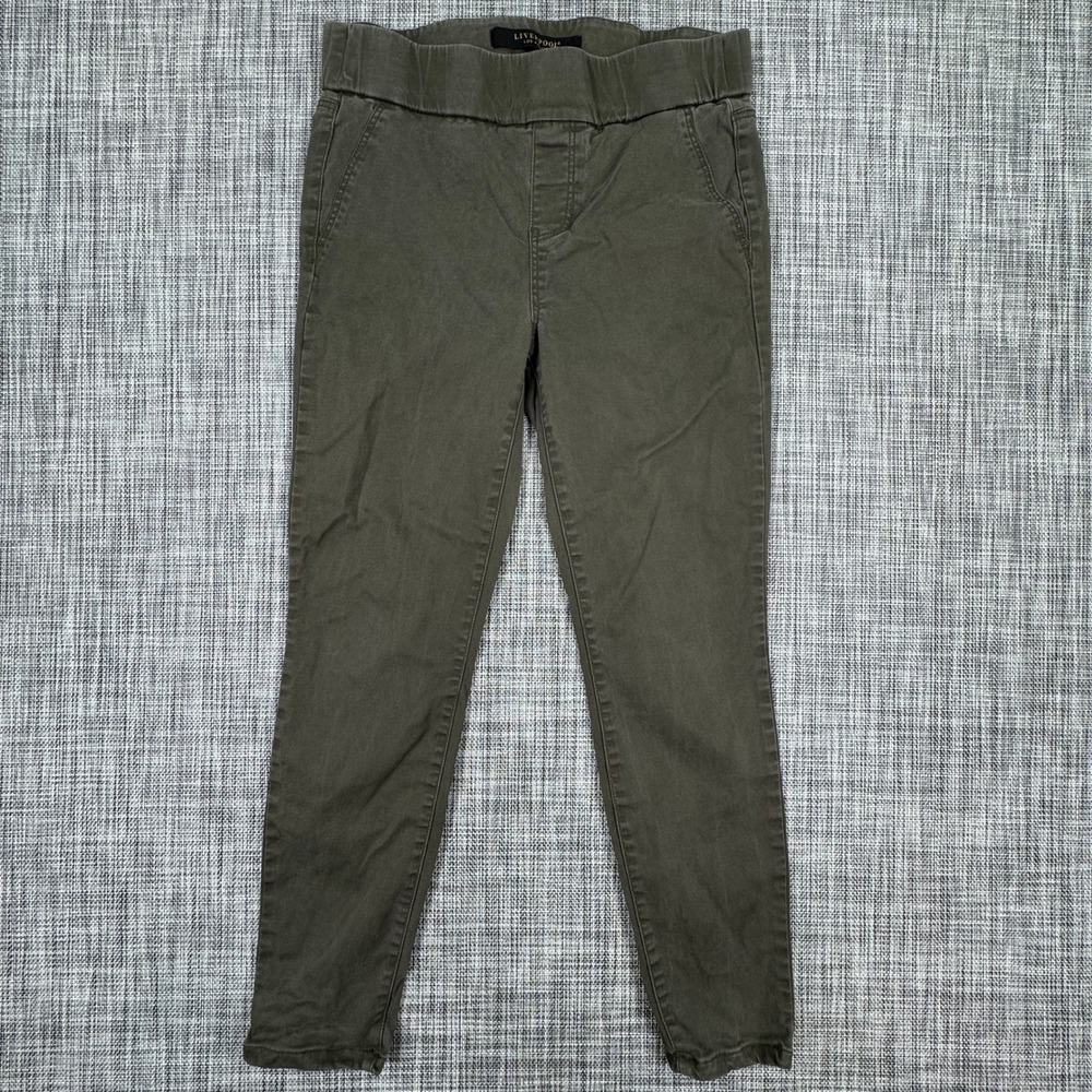Liverpool Women Beluga Pull On Skinny Stretch Pants Olive Green Size 4/27 Petite